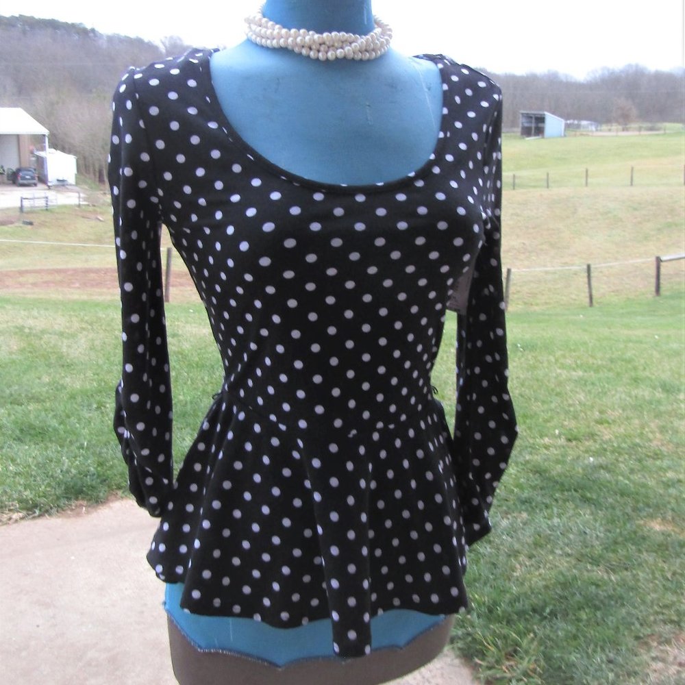 black poka dot sexy top size med